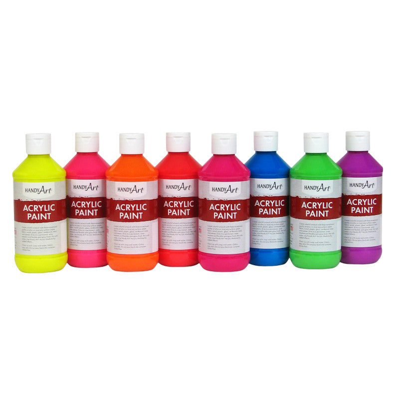 8Oz Fluorescent Acrylic Paint Set 8 Colors