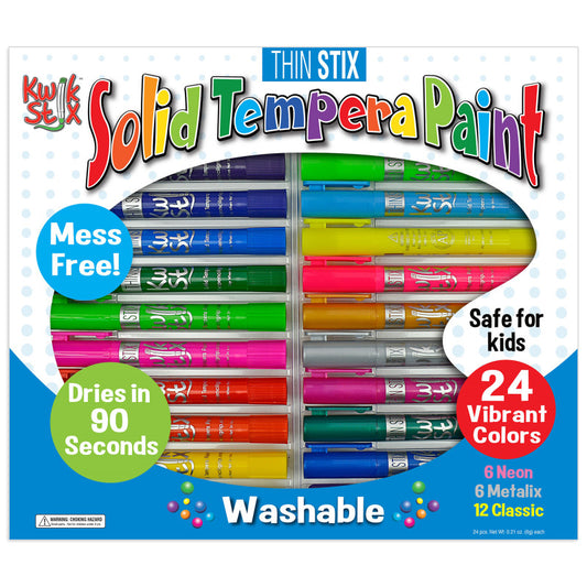 24/St Thin Stix Solid Tempera Paint Classic Neon Metallic