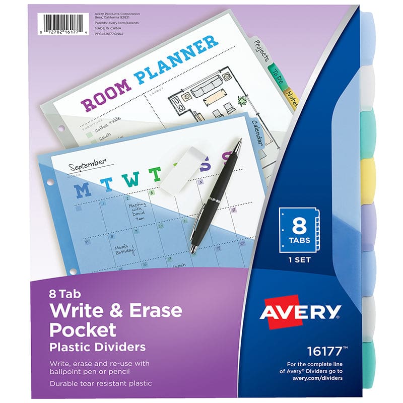 8 Tab Transluce Dividers with Pockets Write On (Pack of 6) - Dividers - Avery Products Corp