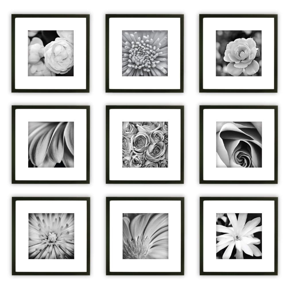9-Piece Wooden Frame Kit Black - Decorative Wall Accents - Unknown