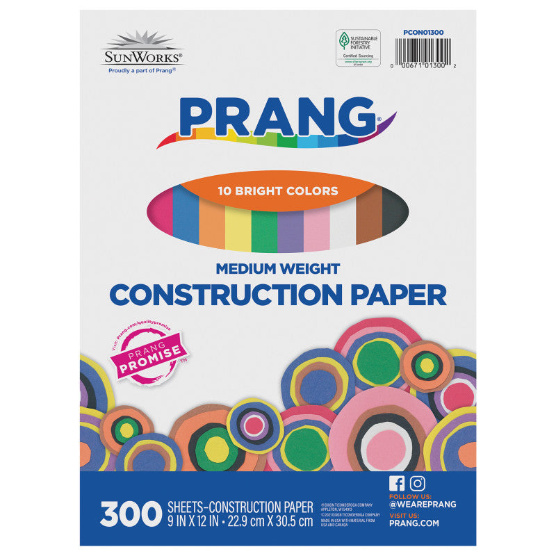 9X12 Construction Paper 300 Sheets 10 Assorted Colors (Pack of 3)