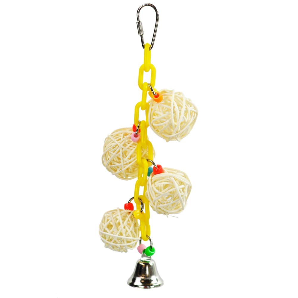 A and E Cages 4 Vine Balls on Chain with Bell Bird Toy - Pet Supplies - A and E