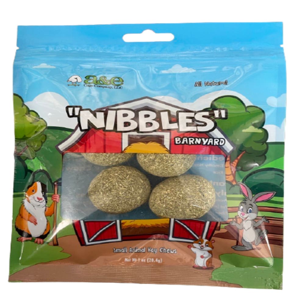 A and E Cages Barnyard Nibbles Hay Chew Small Animal Bites Round 4pc - Pet Supplies - A and E