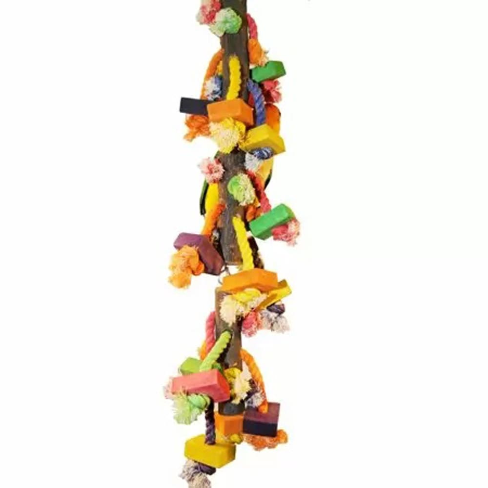 A and E Cages Happy Beaks Real Wood w-Hanging Blocks on Rope LG - Pet Supplies - A and E