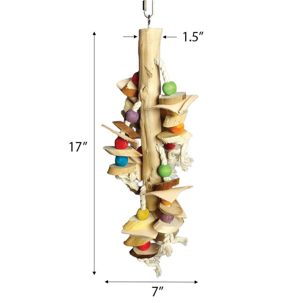 A and E Cages Happy Beaks Real Wood with Hanging Wood Cylinders Bird Toy 7in x 7in x 17in - Pet Supplies - A and E
