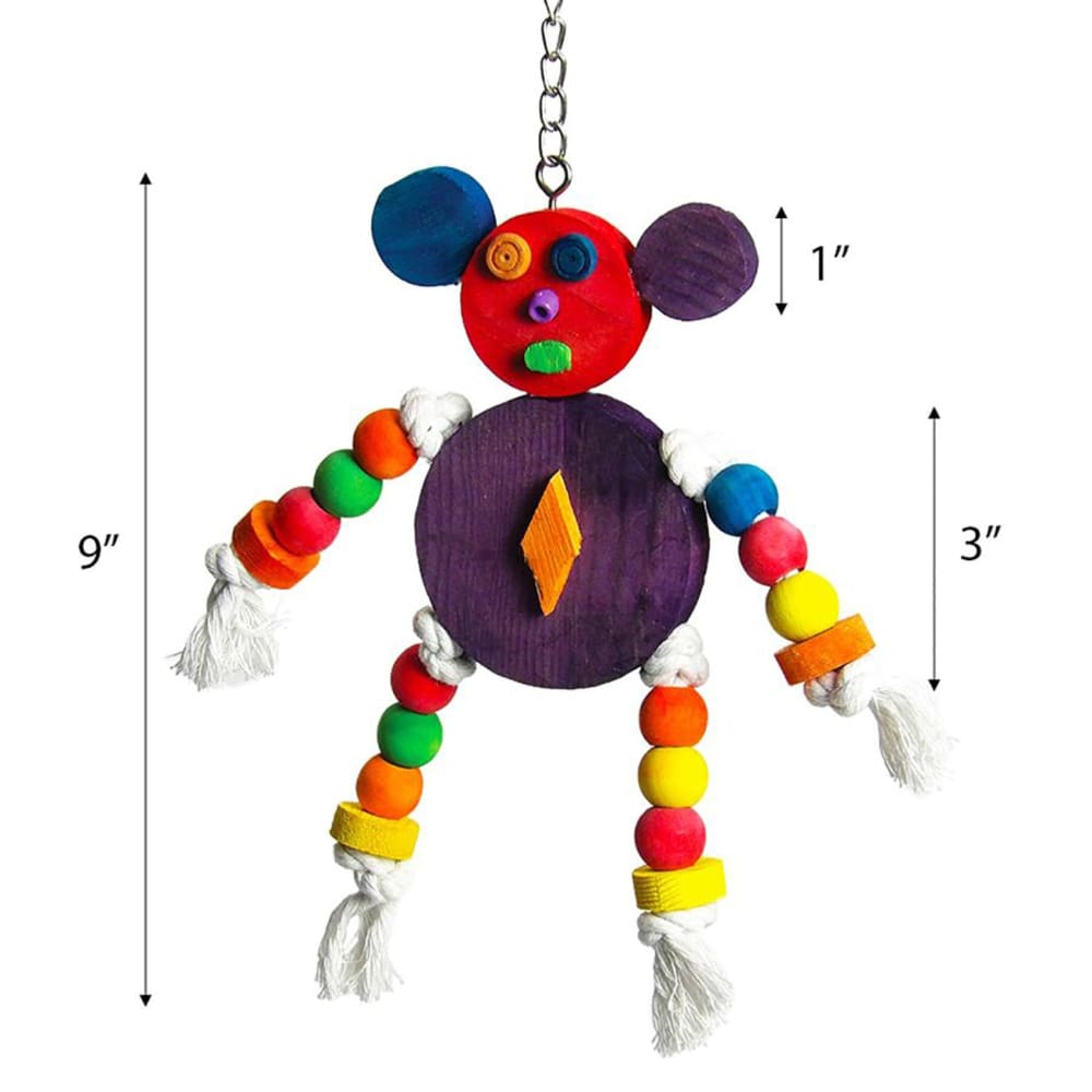 A and E Cages Happy Beaks The Crazy Wooden Mouse Bird Toy 10in x 1in x 10in - Pet Supplies - A and E