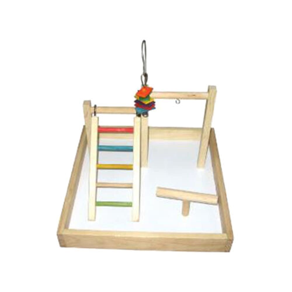 A and E Cages Happy Beaks Wood Tabletop Play Station 17in X 17in X 12in - Pet Supplies - A and E