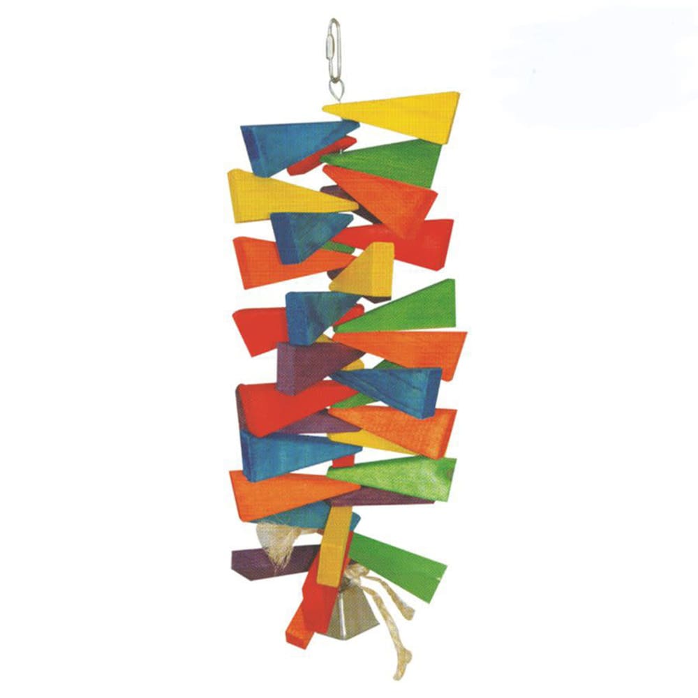 A and E Cages Happy Beaks Wooden Wedges w- Bell Bird Toy LG - Pet Supplies - A and E