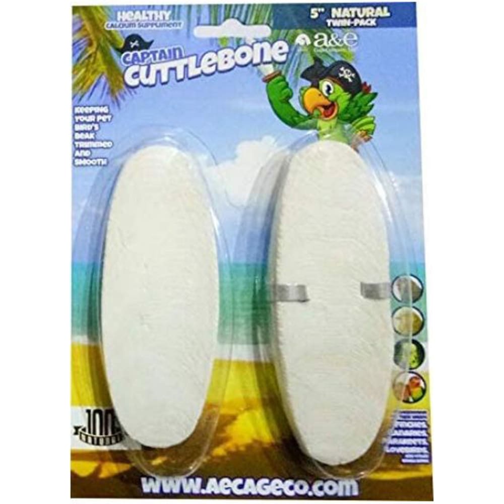 A and E Cages Natural Cuttlebone 5in 2pk - Pet Supplies - A and E