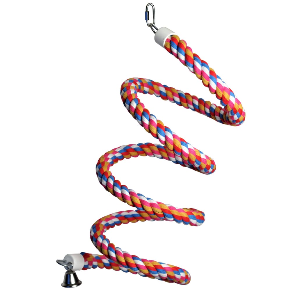 A and E Cages Rainbow Cotton Rope Boing with Bell Bird Toy LG - Pet Supplies - A and E