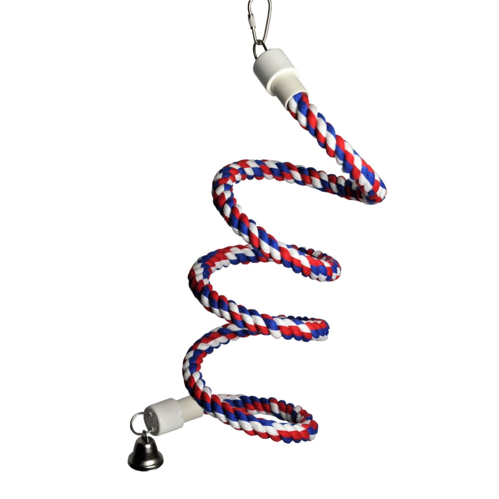 A and E Cages Rainbow Cotton Rope Boing with Bell Bird Toy SM - Pet Supplies - A and E