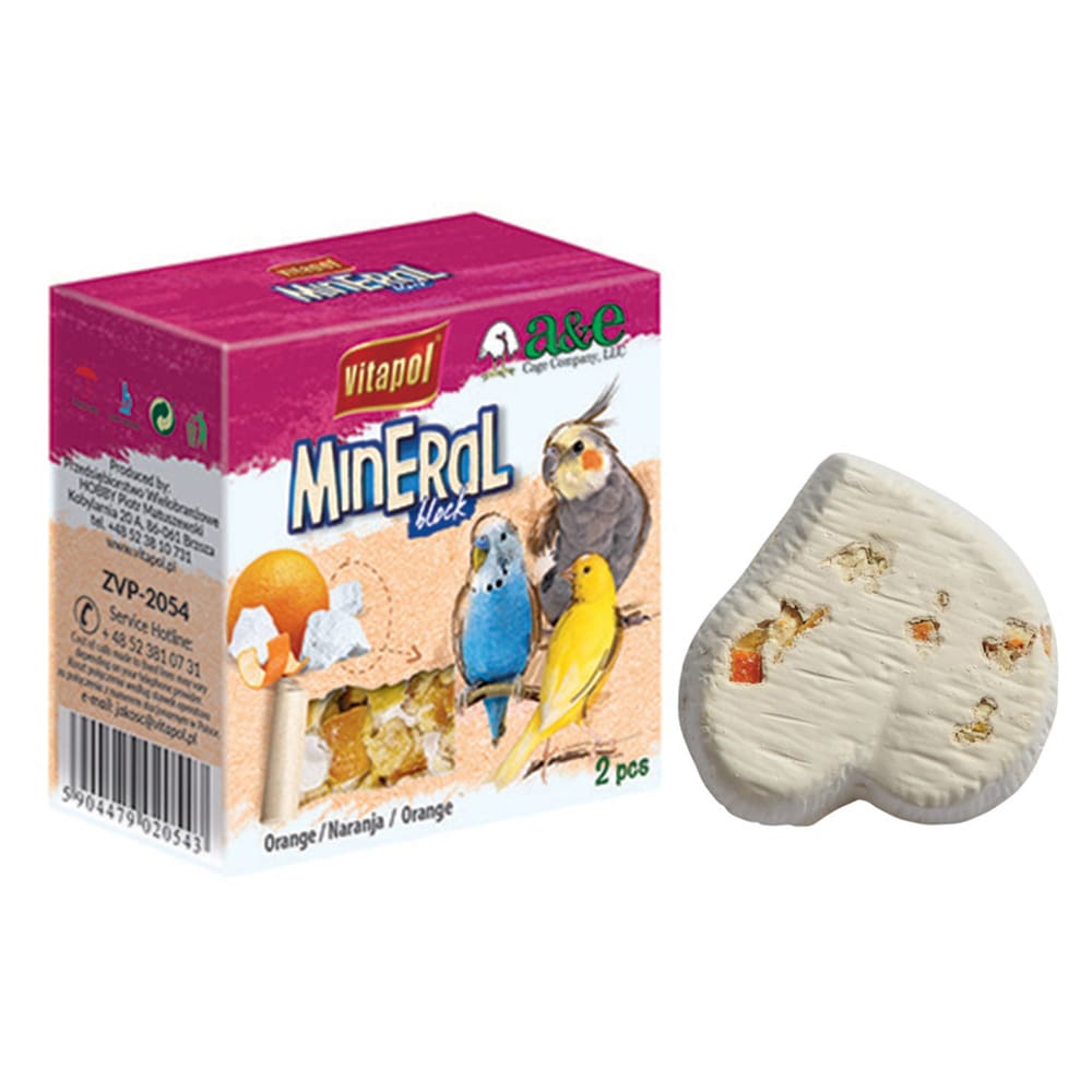 A and E Cages Vitapol Infused Mineral Block for Birds Orange 35 grams - Pet Supplies - A and E