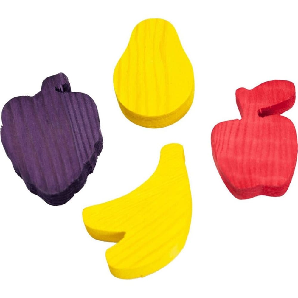 A &E Cages Nibbles 4pc Wooden Fruit Small Animal Chews 1ea-One Size - Pet Supplies - A and E