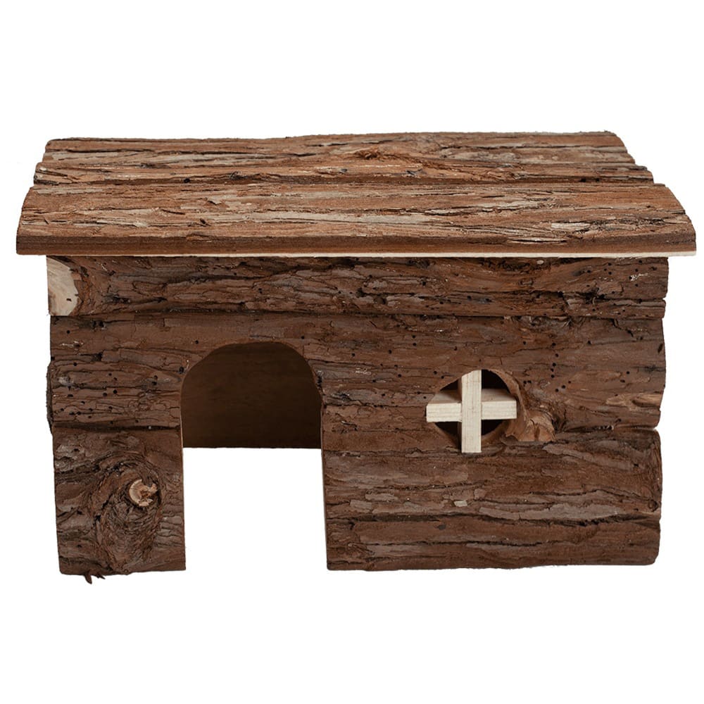 A E Cages Nibbles Log Cabin Small Animal Hut Brown; 1ea-LG - Pet Supplies - A and E