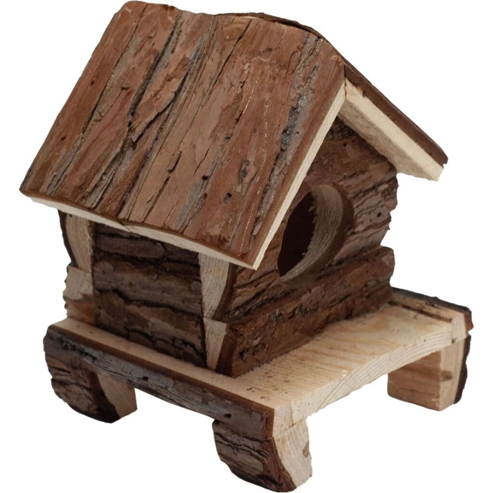 A E Cages Nibbles Log Cabin Small Animal Hut Deluxe Brown; 1ea-6In X 4.5In X 4.5 in - Pet Supplies - A and E