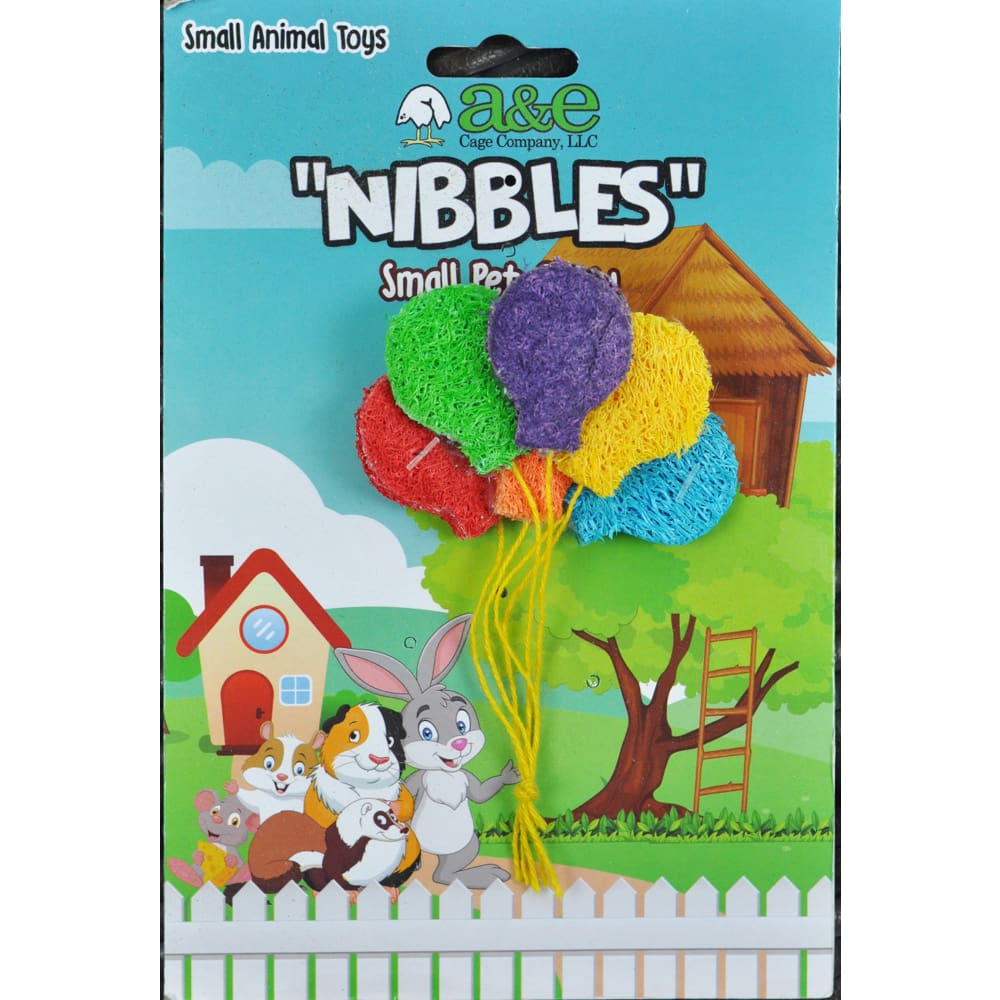 A &E Cages Nibbles Small Animal Loofah Chew Toy Balloons; 1ea - Pet Supplies - A and E