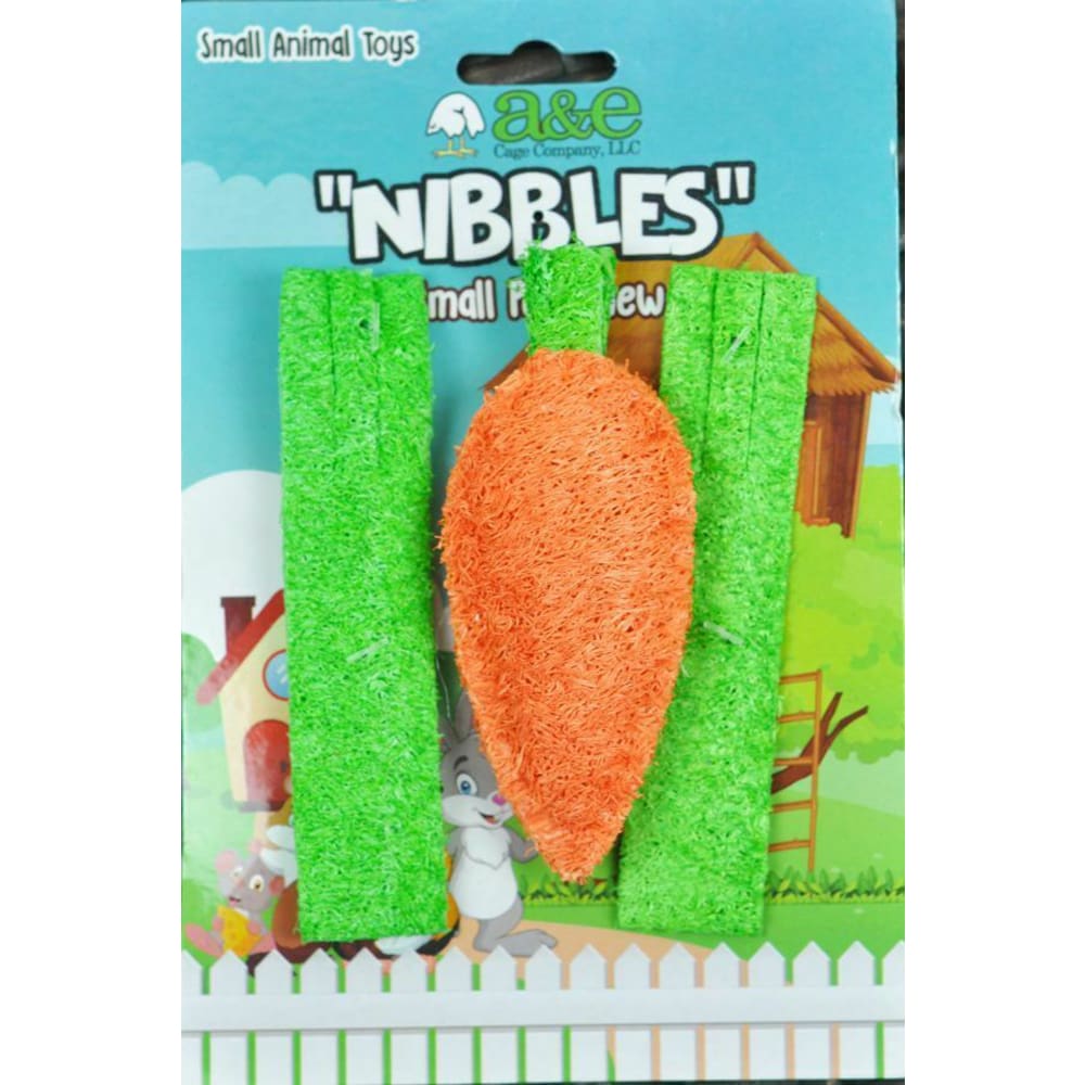A &E Cages Nibbles Small Animal Loofah Chew Toy Carrot Celery; 1ea - Pet Supplies - A and E