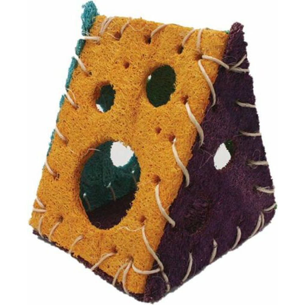 A &E Cages Nibbles Small Animal Loofah Chew Toy Cheese House; 1ea - Pet Supplies - A and E