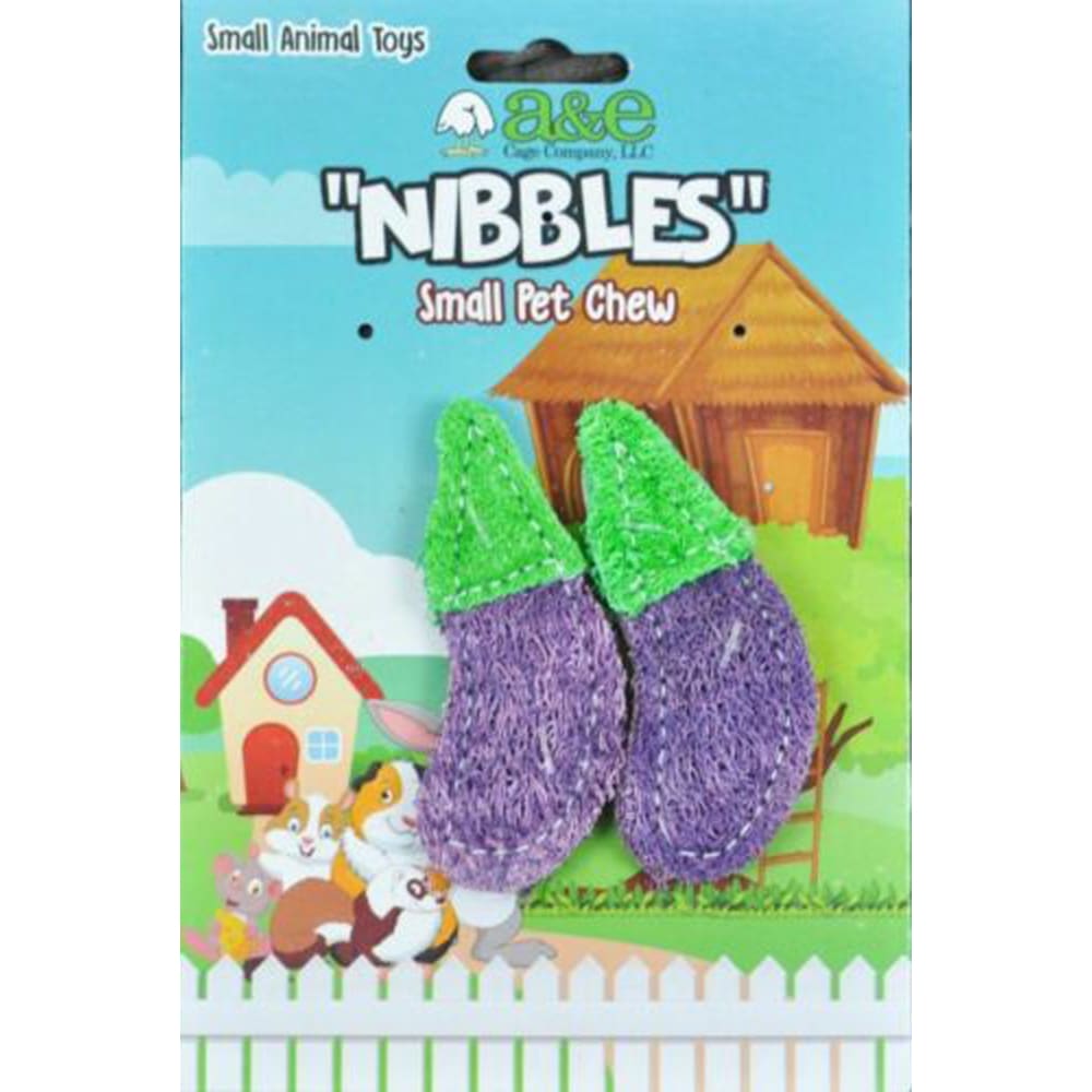A &E Cages Nibbles Small Animal Loofah Chew Toy Eggplants; 1ea - Pet Supplies - A and E