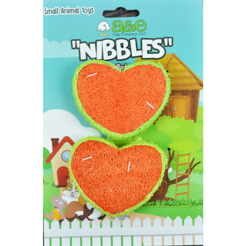A &E Cages Nibbles Small Animal Loofah Chew Toy Hearts; 1ea - Pet Supplies - A and E