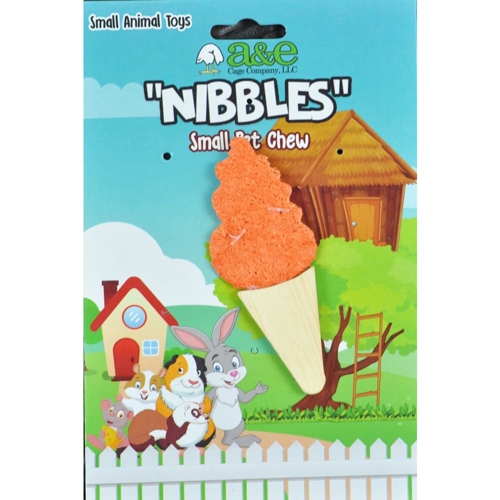A &E Cages Nibbles Small Animal Loofah Chew Toy Ice Cream Cone; 1ea - Pet Supplies - A and E