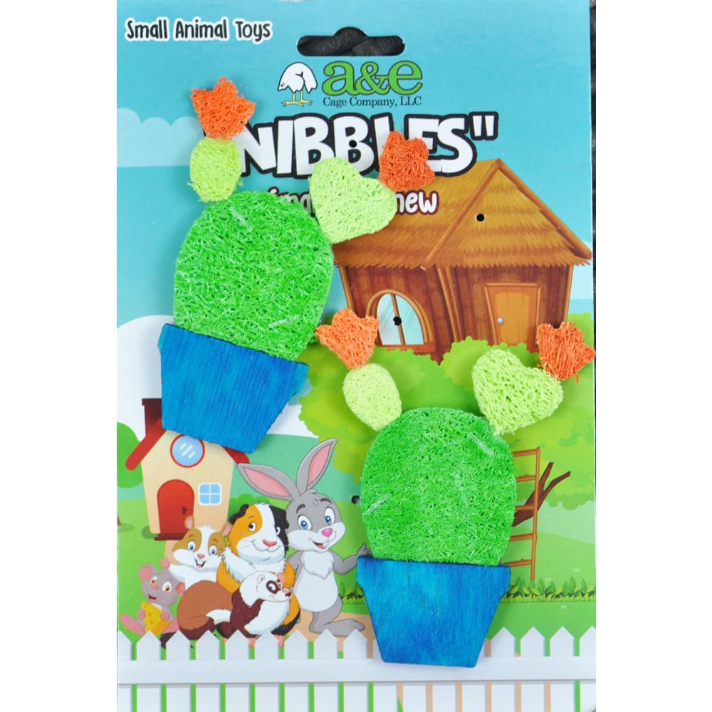 A &E Cages Nibbles Small Animal Loofah Chew Toy Potted Cactus; 1ea - Pet Supplies - A and E