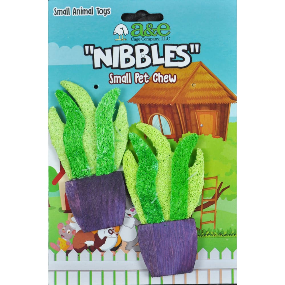 A &E Cages Nibbles Small Animal Loofah Chew Toy Potted Plant; 1ea - Pet Supplies - A and E