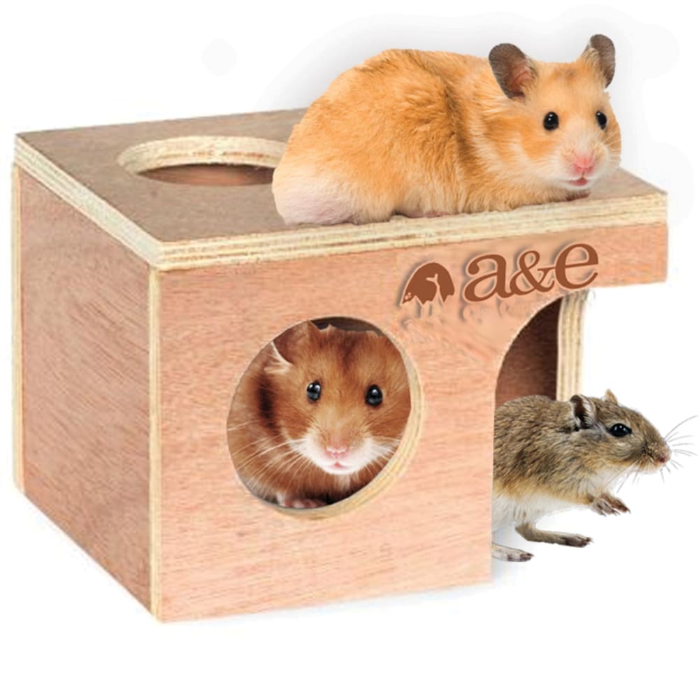 A &E Cages Small Animal Hut Hamster-Gerbil; Wood; 1ea-6 1-4 in X 5 1-8 in X 4 1-2 in - Pet Supplies - A and E