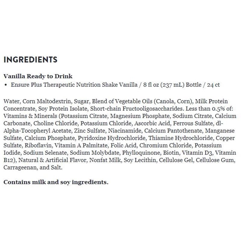Abbott Ensure Plus Vanilla 32 Oz Bottle Case of 6 - Nutrition >> Nutritionals - Abbott