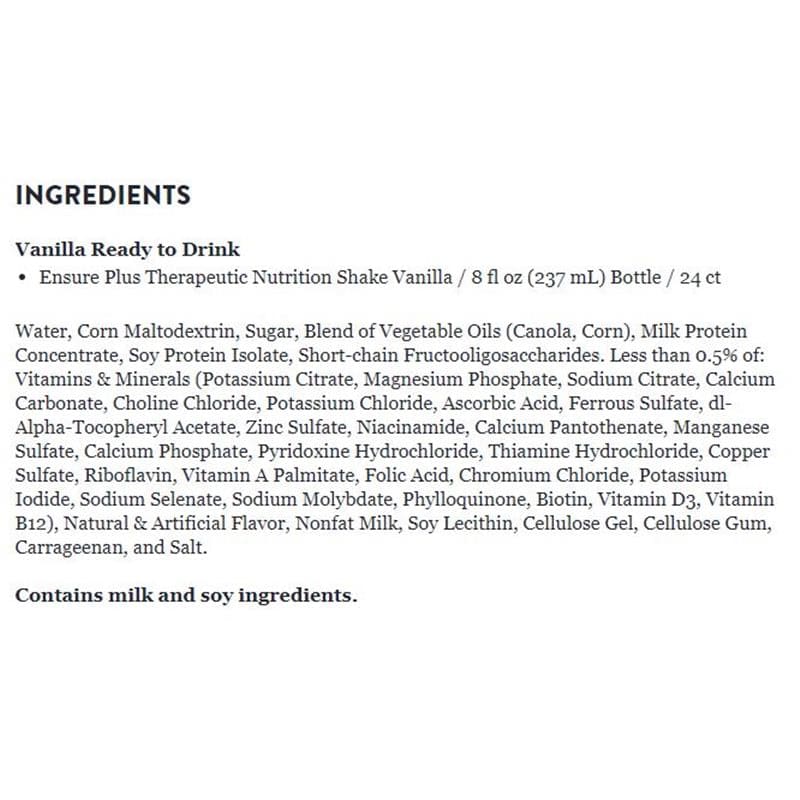 Abbott Ensure Plus Vanilla 8 Oz Arc Case of 24 - Nutrition >> Nutritionals - Abbott