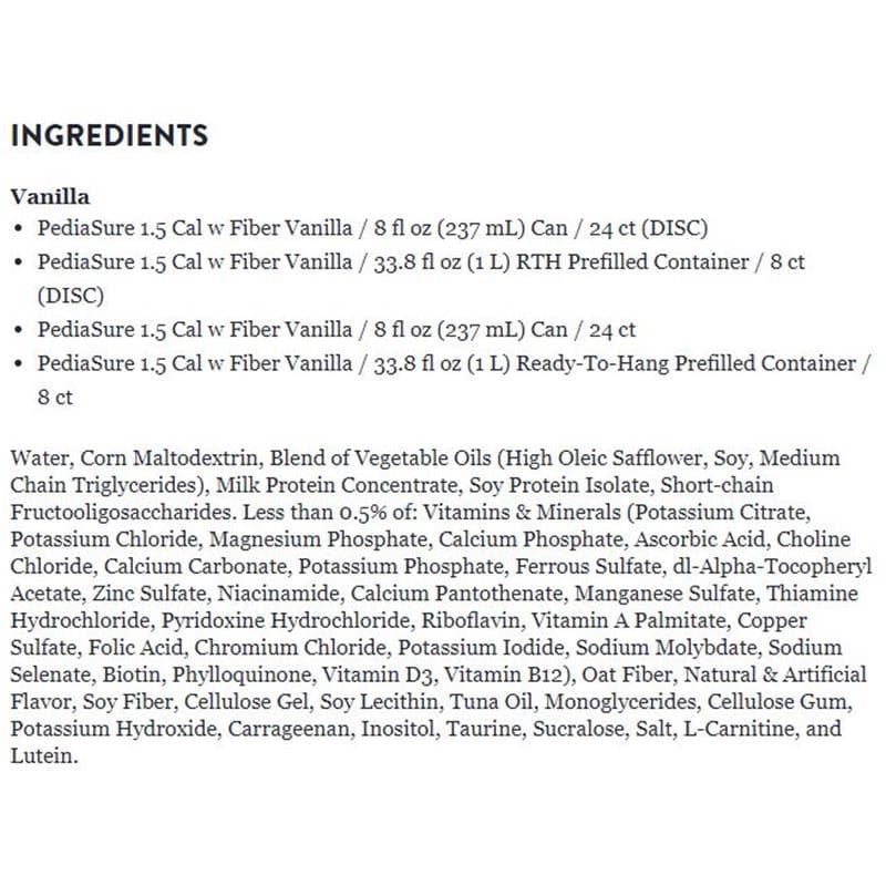 Abbott Pediasure 1.5 Cal With Fiber Vanilla Case of 24 - Nutrition >> Nutritionals - Abbott