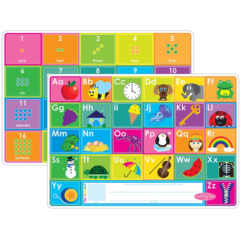 Abc&Numbers 1-20 Learn Mat 2 Sided Write On Wipe Off (Pack of 10) - Mats - Ashley Productions