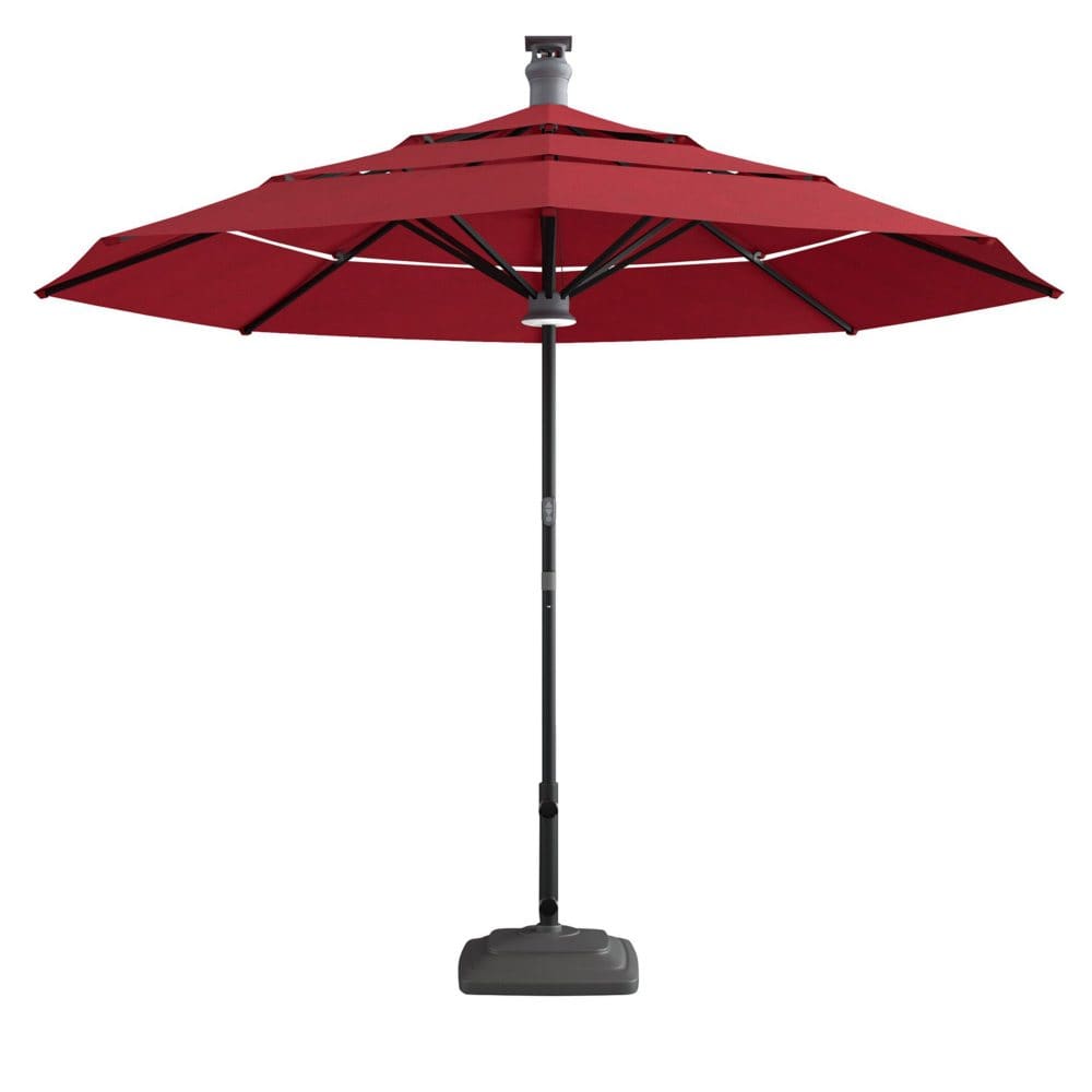 above Height Series 11’ Smart Market Umbrella with Remote Wind Sensor and Solar Panel - Spectrum Cherry - Patio Umbrellas & Stands - above