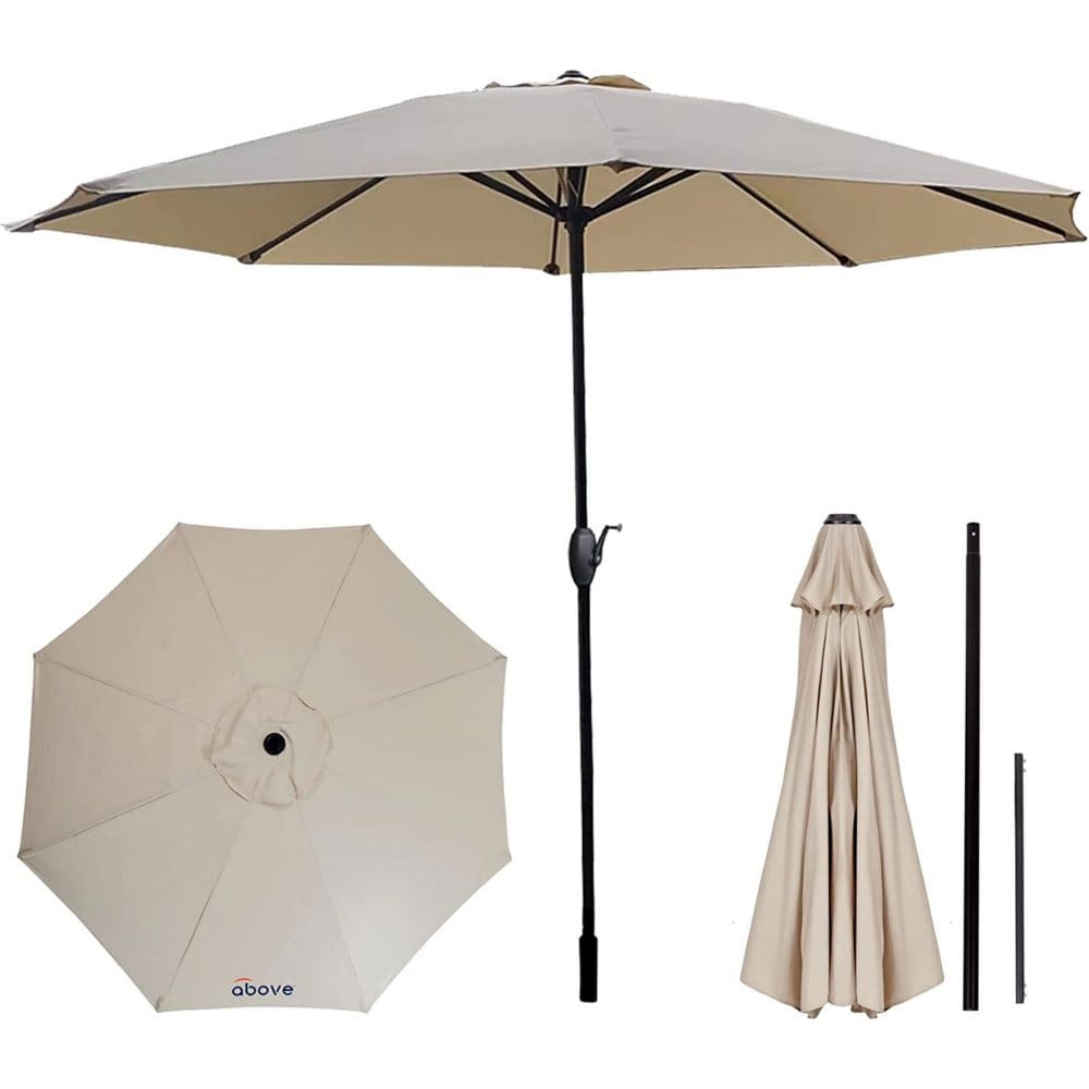 above OneClick 9’ Market Umbrella with Bonus Replaceable Rib - Patio Umbrellas & Stands - above