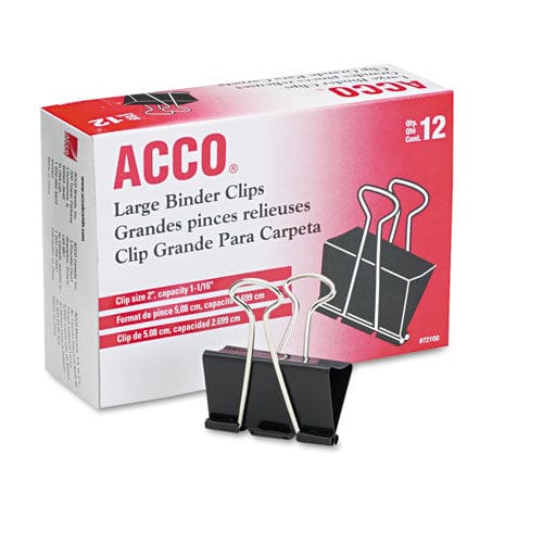 ACCO Binder Clips Large Black/silver Dozen - Office - ACCO