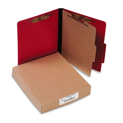 ACCO Colorlife Presstex Classification Folders 2 Expansion 1 Divider 4 Fasteners Letter Size Executive Red Exterior 10/box - School Supplies
