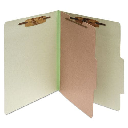 ACCO Pressboard Classification Folders 2 Expansion 1 Divider 4 Fasteners Legal Size Leaf Green Exterior 10/box - School Supplies - ACCO