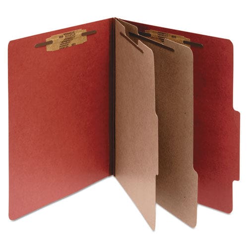 ACCO Pressboard Classification Folders 3 Expansion 2 Dividers 6 Fasteners Legal Size Earth Red Exterior 10/box - School Supplies - ACCO