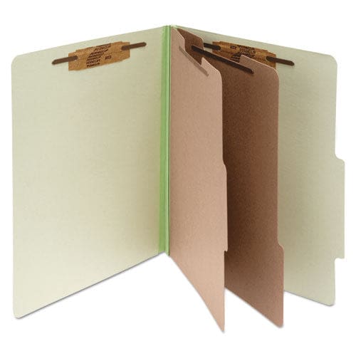 ACCO Pressboard Classification Folders 3 Expansion 2 Dividers 6 Fasteners Legal Size Leaf Green Exterior 10/box - School Supplies - ACCO