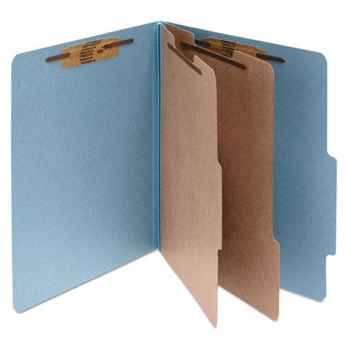 ACCO Pressboard Classification Folders 3 Expansion 2 Dividers 6 Fasteners Legal Size Sky Blue Exterior 10/box - School Supplies - ACCO