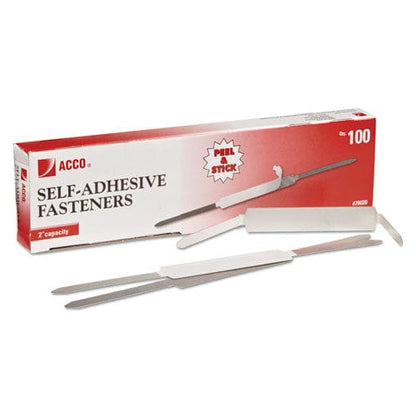 ACCO Self-adhesive Two-prong Paper Fastener Bases 2 Capacity 2.75 Center To Center Matte Steel 100/box - Office - ACCO