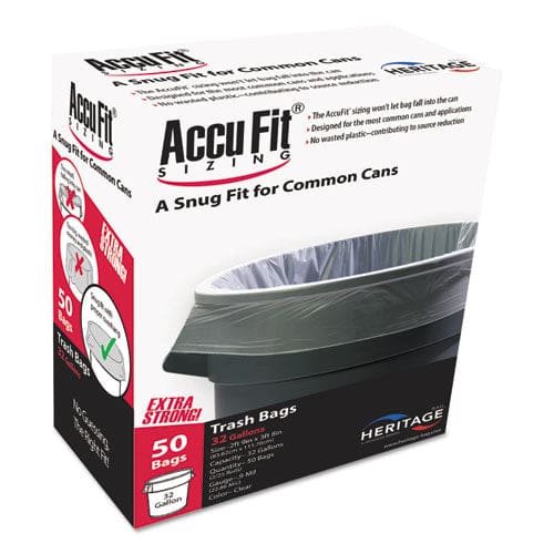 AccuFit Linear Low Density Can Liners With Accufit Sizing 32 Gal 0.9 Mil 33 X 44 Clear 50/box - Janitorial & Sanitation - AccuFit®