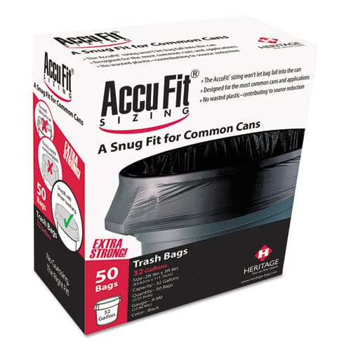 AccuFit Linear Low Density Can Liners With Accufit Sizing 44 Gal 0.9 Mil 37 X 50 Black 50/box - Janitorial & Sanitation - AccuFit®