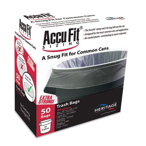 AccuFit Linear Low Density Can Liners With Accufit Sizing 44 Gal 0.9 Mil 37 X 50 Clear 50/box - Janitorial & Sanitation - AccuFit®