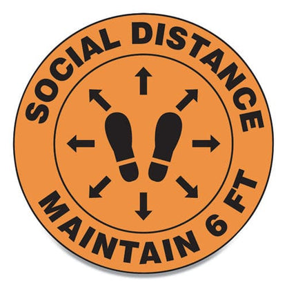Accuform Slip-gard Social Distance Floor Signs 17 Circle social Distance Maintain 6 Ft Footprint Orange 25/pack - Office - Accuform®