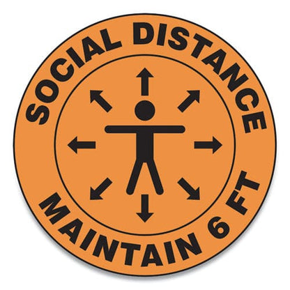 Accuform Slip-gard Social Distance Floor Signs 17 Circle social Distance Maintain 6 Ft Human/arrows Orange 25/pack - Office - Accuform®