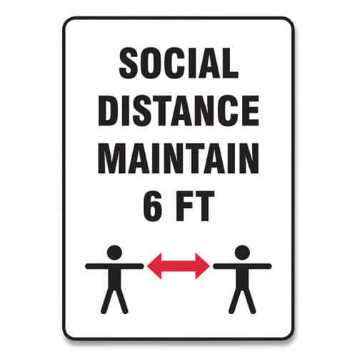 Accuform Social Distance Signs Wall 10 X 14 social Distance Maintain 6 Ft 2 Humans/arrows White 10/pack - Office - Accuform®