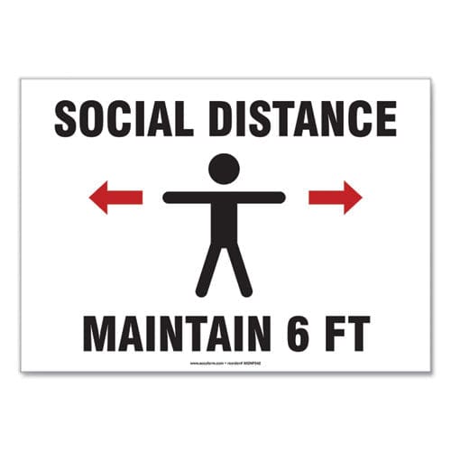 Accuform Social Distance Signs Wall 14 X 10 social Distance Maintain 6 Ft Human/arrows White 10/pack - Office - Accuform®