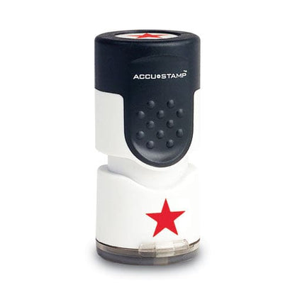 Accustamp Pre-inked Round Stamp With Microban Star 0.63 Dia Red - School Supplies - ACCUSTAMP®