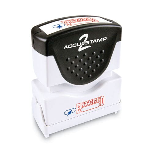 ACCUSTAMP2 Pre-inked Shutter Stamp Red/blue Entered 1.63 X 0.5 - Office - ACCUSTAMP2®